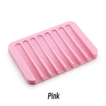 support savon silicone rayures horizontales gris rose blanc moderne comptoir salle bains