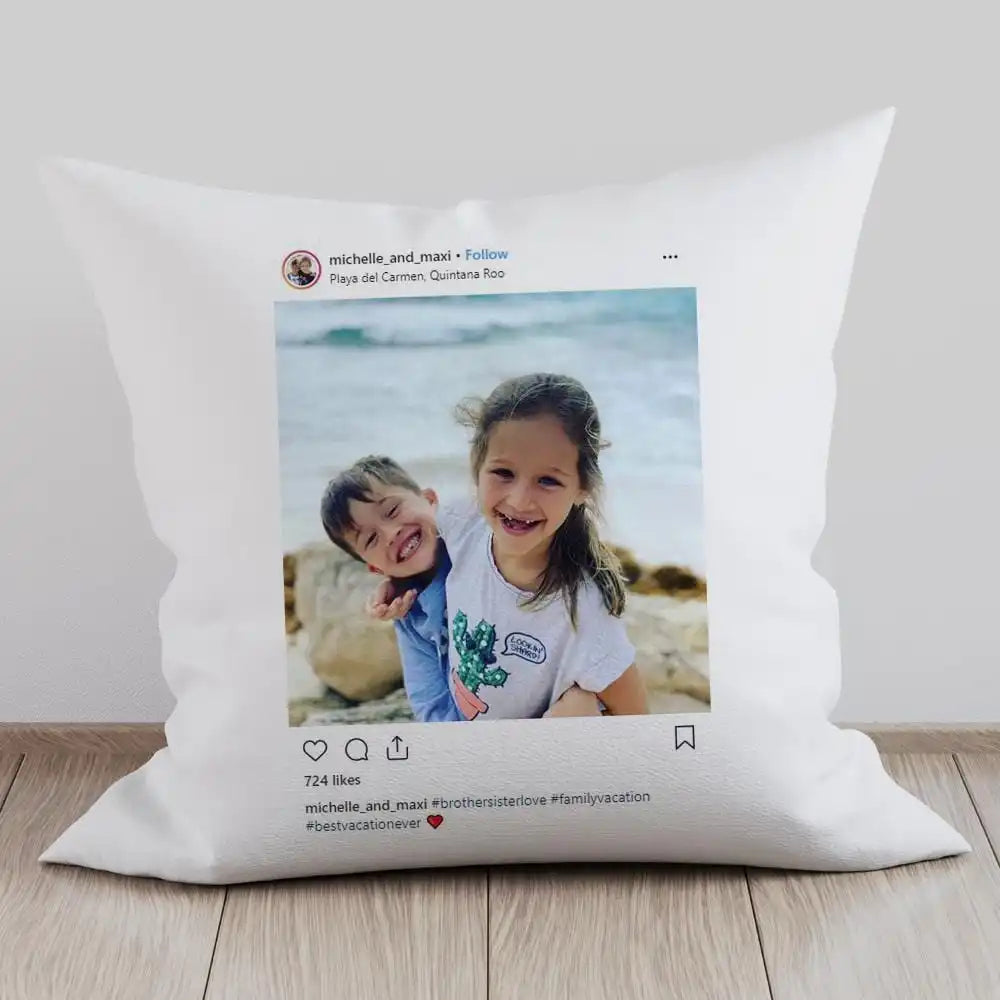 coussin carré moderne imprimé photos famille lavable coton polyester double sided print
