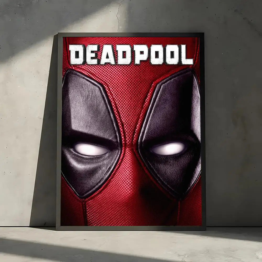 affiches deadpool pop art moderne cadre bois rouge noir gris blanc texture super héros