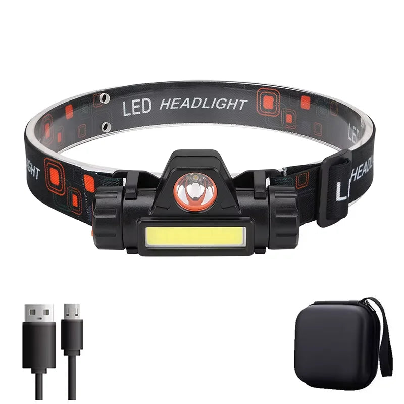 lampe frontale led rechargeable pêche camping extérieur clip détachable noir rouge jaune