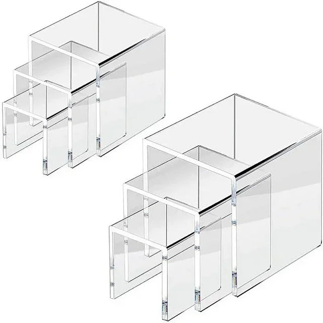 présentoirs transparents multi niveaux moderne bijoux vernis ongles desserts vin minimaliste réutilisable respectueux environnement