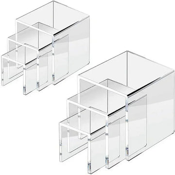 présentoirs transparents multi niveaux moderne bijoux vernis ongles desserts vin minimaliste réutilisable respectueux environnement