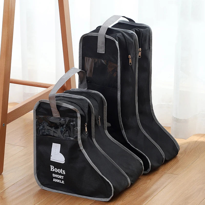 sacs rangement chaussures noir beige fenêtre transparente pratique moderne pliages respectueux environnement