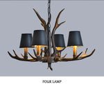 lustre rustique vintage têtes antlers noirs marron clair salon salle manger
