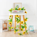 décoration maison guirlande fleurs tournesol artificielles jaunes vertes mariage anniversaireintérieur