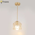 Lampe suspendue industrielle moderne or noir filament apparent ampoule métal structure géométrique