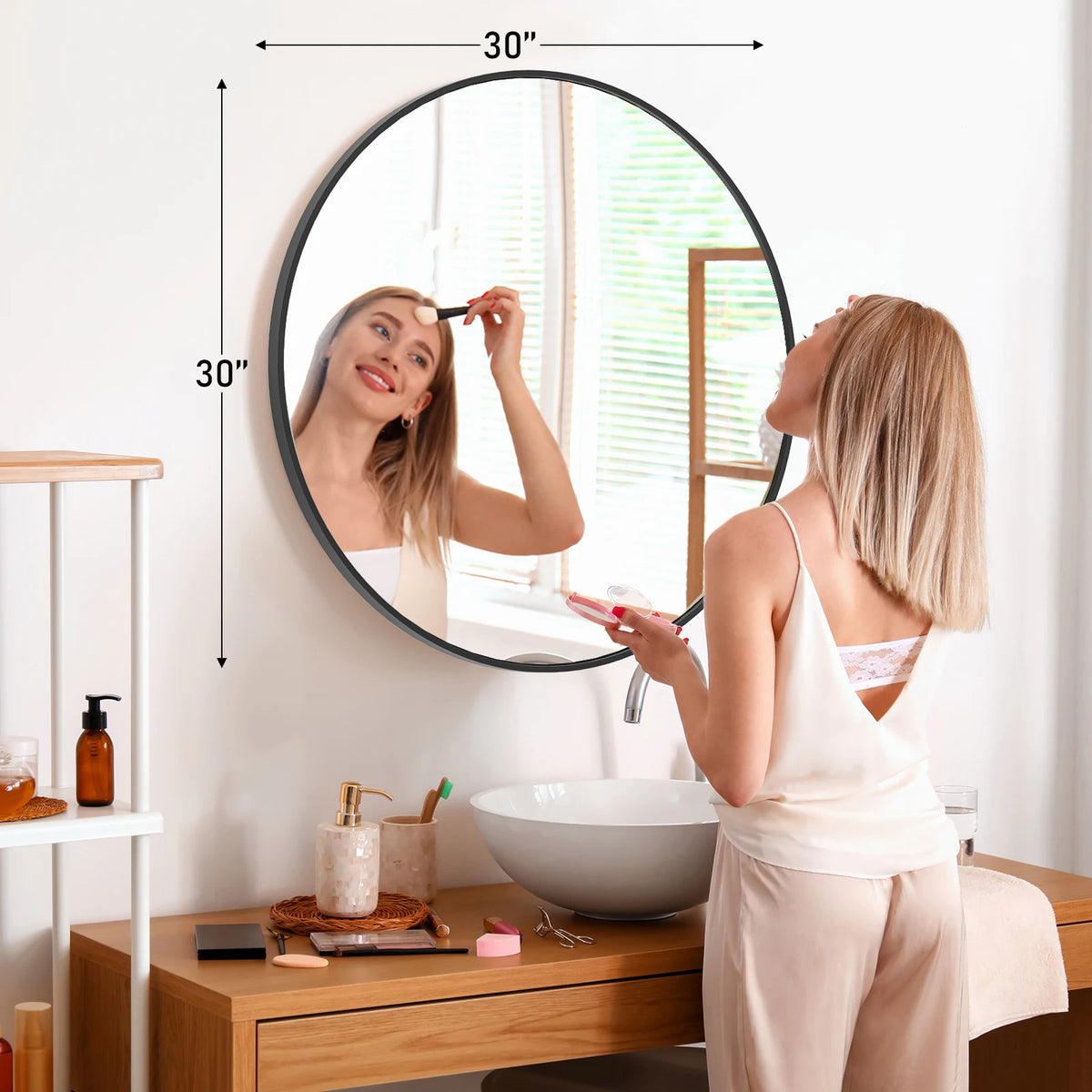 miroir rond or cadre doré moderne support mural chambre salon durable élégant autonomepage num