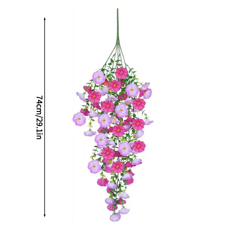 guirlande suspendue artificielle fleurs roses blanches violettes orange jaunes naturelles decoration jardin fete mariage