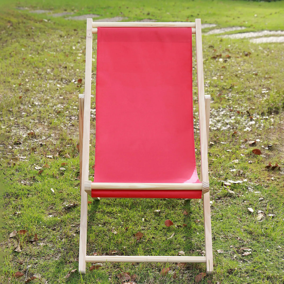 chaise longue pliable bois massif toile rayée plateau d'appoint plage