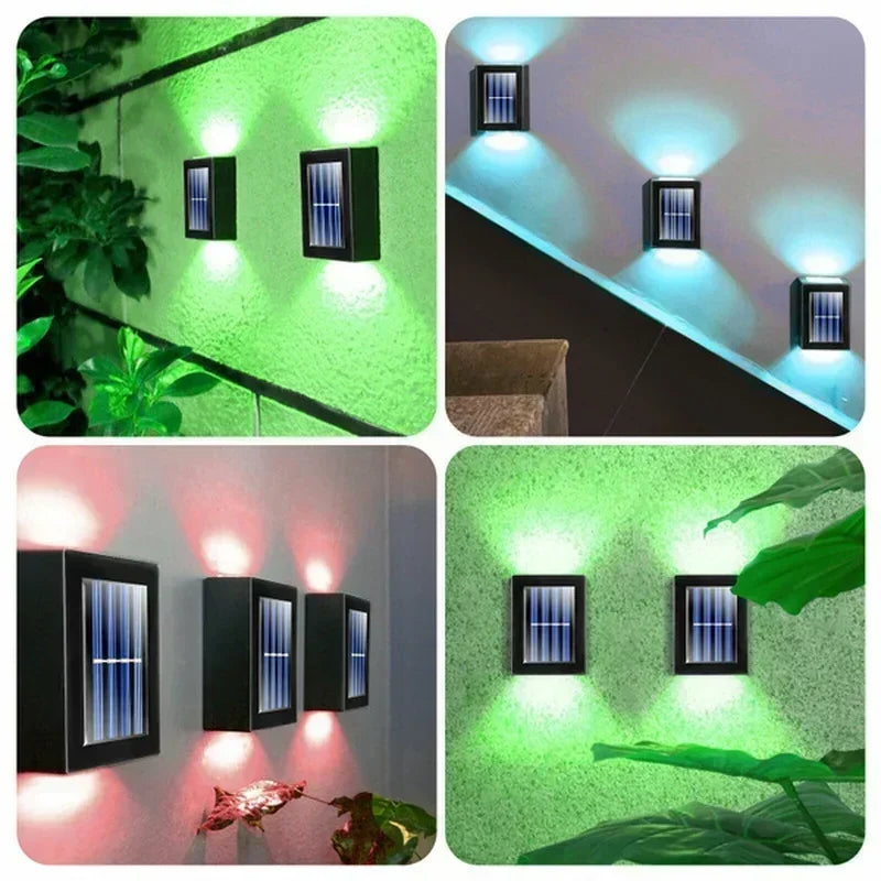 éclairage solaire mural moderne adhésif noir panneau solaire lampe led extérieur décoration jardin ip65