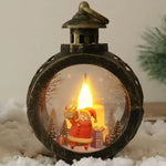 lanterne noël santa claus renne verre translucide vintage décoration fenêtre ambiance noire blanche