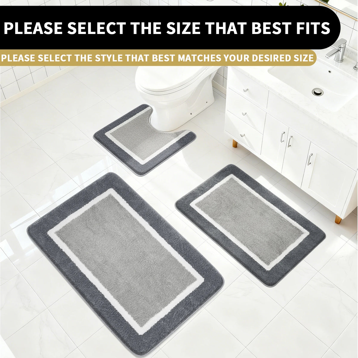 tapis bain doux absorbant gris clair rayures moderne non slip microfibre 40cm 60cm