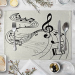 serviettes table moderne notes musicales beige clair tissu lin respectueux environnement