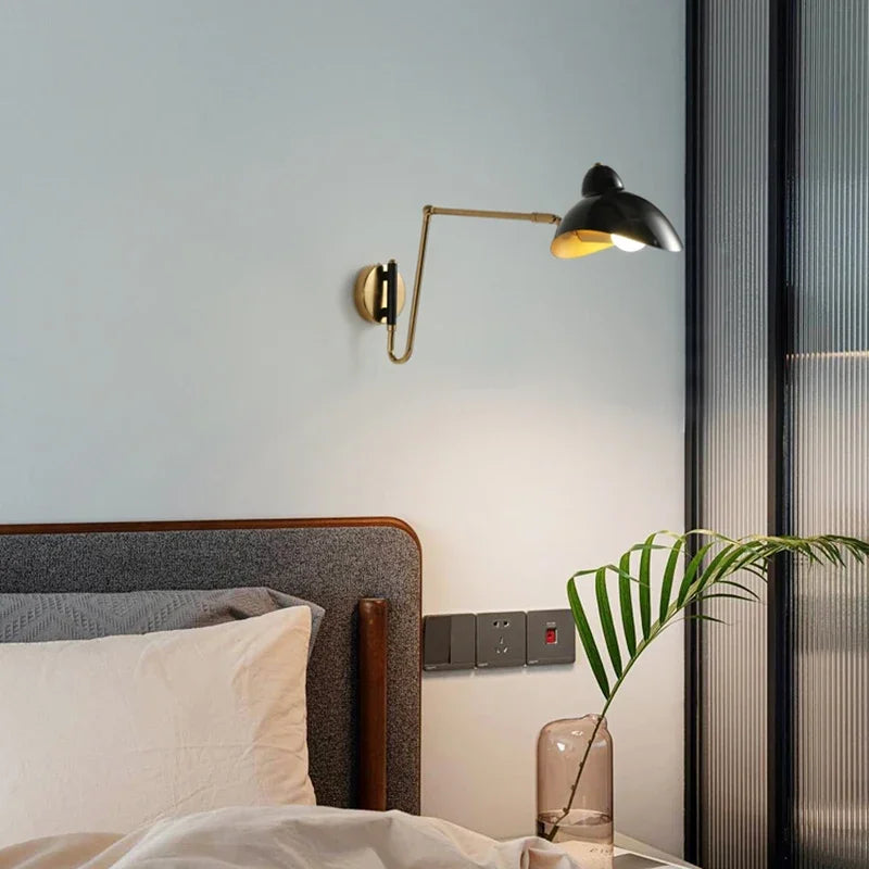 lampe murale articulée noir doré moderne scandinave flux lumineux 249 2000