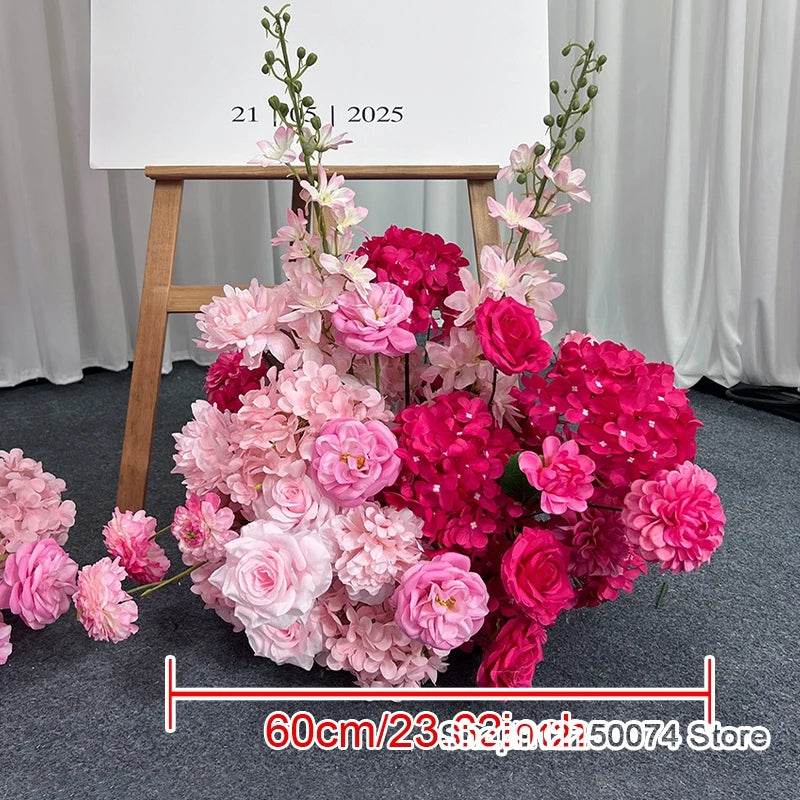 décoration mariage romantique roses artificielles colonnes florales bienvenue panel bienvenue