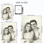 Dessin personnalisé noir blanc réaliste cadre mural 20x30cm 40x60cm artiste erotique famille amis couple