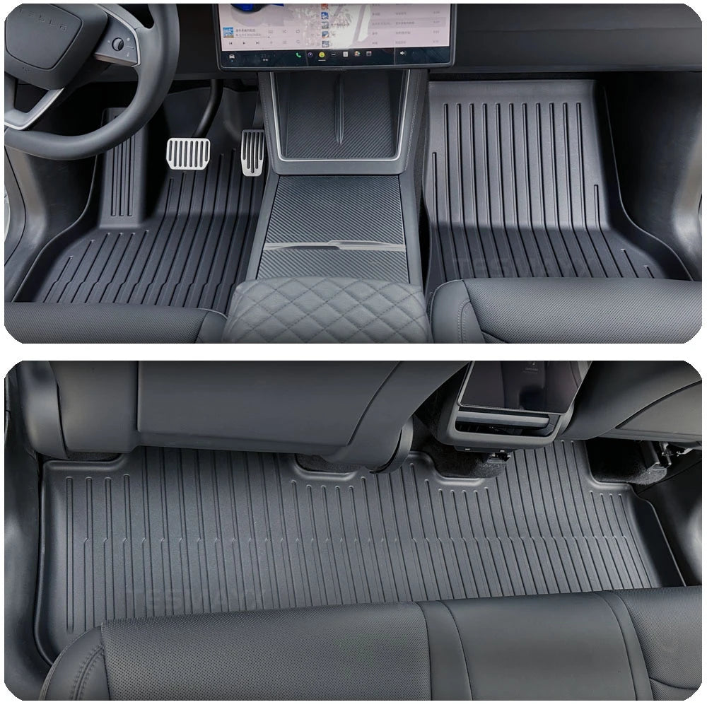tapis sol voiture tesla model noir texture rugueuse moderne tapis coffre dossier sièges avant