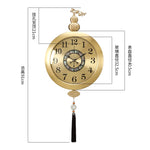 horloge murale or chinois moderne ornements fleurs arabes noirsOpaque