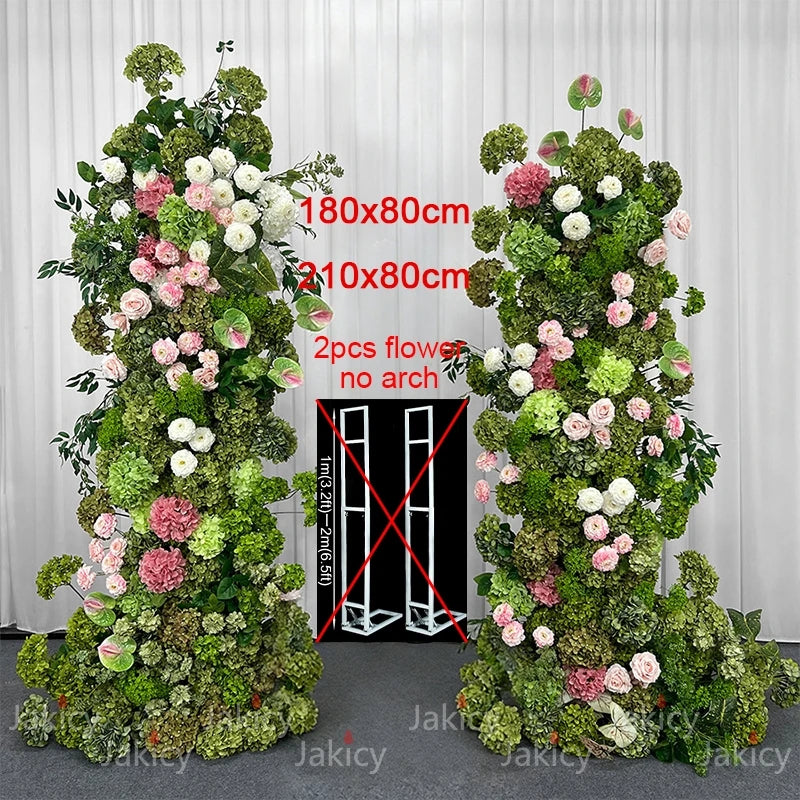 Arche décorative moderne fleurs artificielles vert rose blancextérieur maison événement