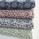 tissu coton lin motifs fleurs blancs classique bleu marine vert olive rouge bordeaux 150x50cm