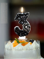 bougies chiffres paillettes noires festives anniversaire mariage décoratives numérotation festive
