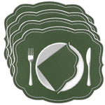 serviettes table rose vert beige scalloped bordure pointillé blanc opaques classiques table manger