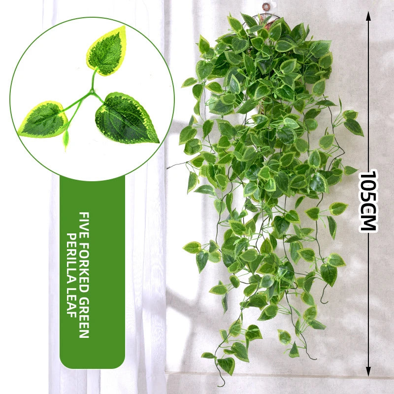 plante artificielle feuilles vertes brillantes moderne 105cm accroches extérieur décoration verte vigne intérieureextérieur