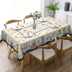 nappe rectangulaire chats fleurs moderne polyester réutilisable décoration table beige noir gris.orange blanc