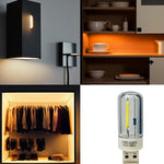 lampe usb transparente moderne 1w 5v led filament multicolore interrupteur