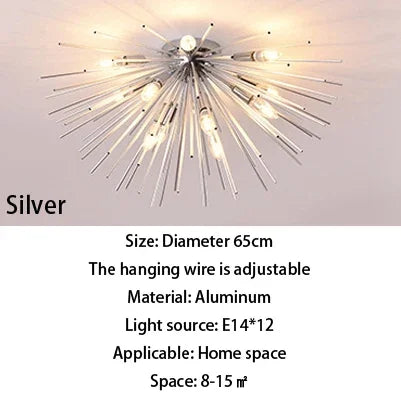 suspension lumineuse or moderne branches radiales ampoules incluses 55cm 65cm 70cm