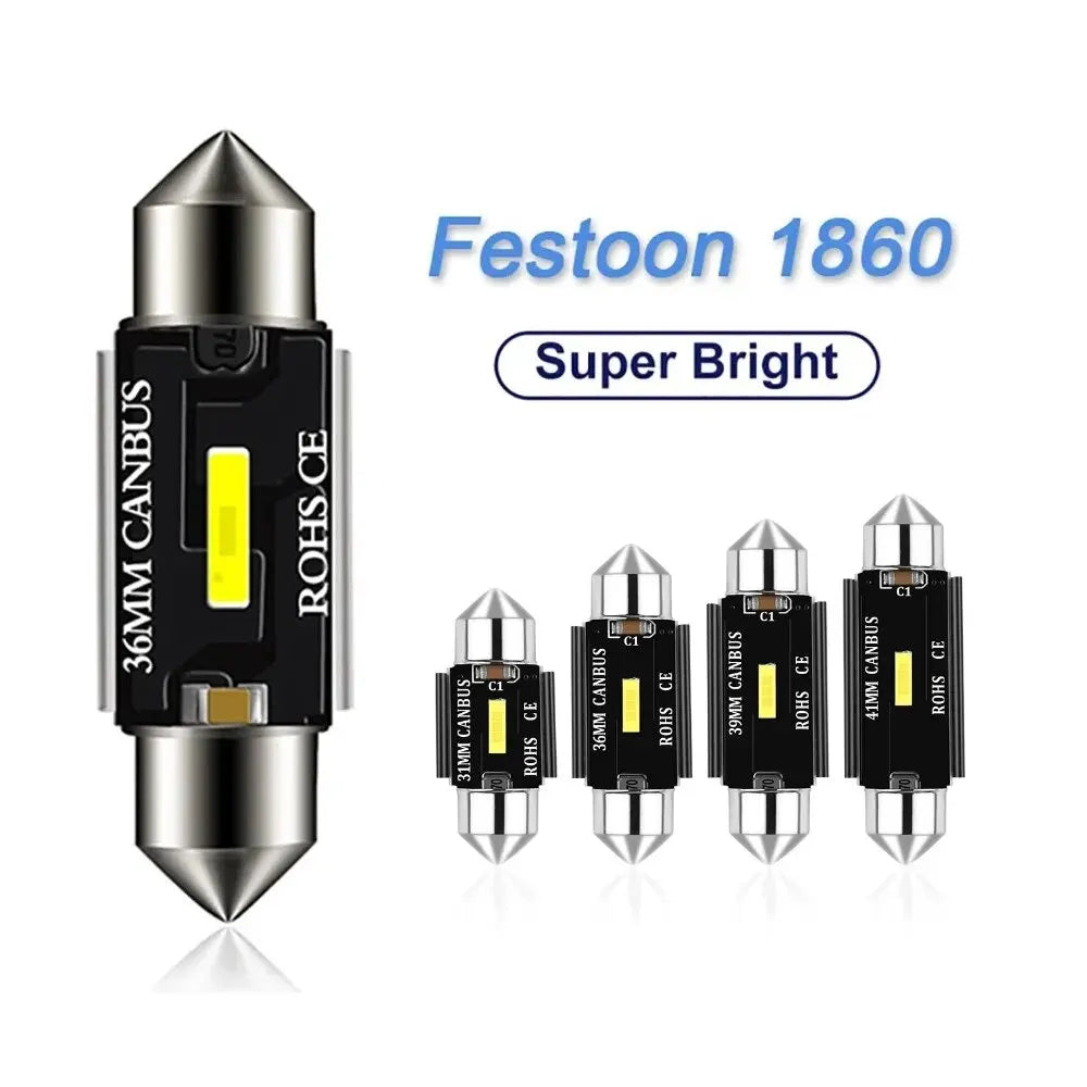 ampoule led argent noir moderne 31mm 36mm canbus csp 1860 lumiere dôme voiture intérieure