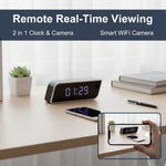 caméra horloge numérique full hd wifi vision nocturne batterie microsd noir bleu moderne