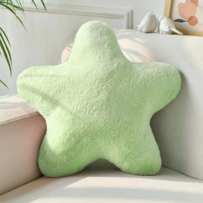 coussin étoile rose jaune vert pastel doux décoration lit étudiant mousse pe polyester anti