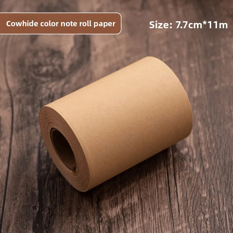 support papier autocollant vintage cuir marron vert thé clips métal doré stylo bois