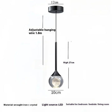 lampe suspendue moderne minimaliste transparente noir argenté brillante chambre restaurant étude cuisine