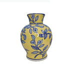 vase orange rose vert jaune fleurs bleues classique décoration maison hydroponique arrangement fleurs