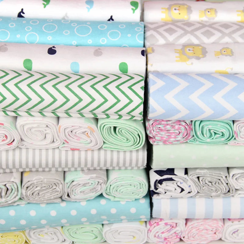 drap lit bébé coton imprimé animal floral emmaillotage couverture enveloppée points zigzag vert bleu
