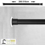 tige rideau douche ajustable noir blanc texture lisse moderne anneaux suspension support tension haute