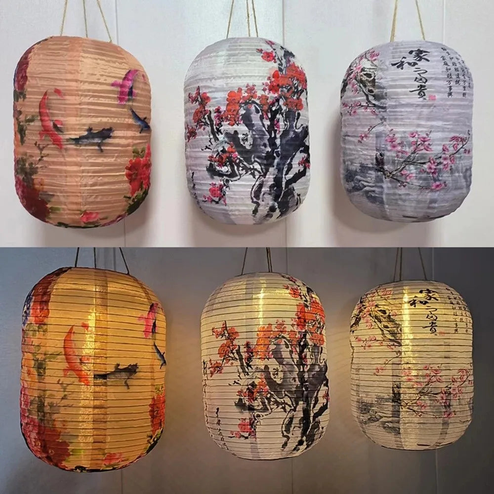 lanternes chinoises traditionnelles fleurs calligraphie rouge noir anniversaire nouvel an