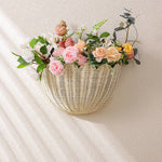 panier rangement tressé bambou beige clair fixé mur traditionnel farmhouse boho