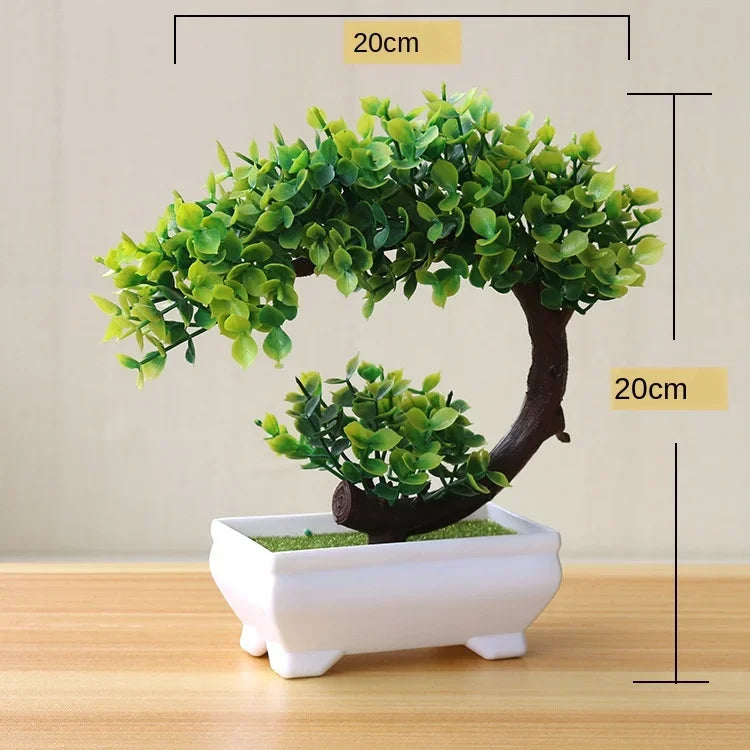 plante artificielle bonsaï miniature pot blanc décoration intérieur jardin maison vert