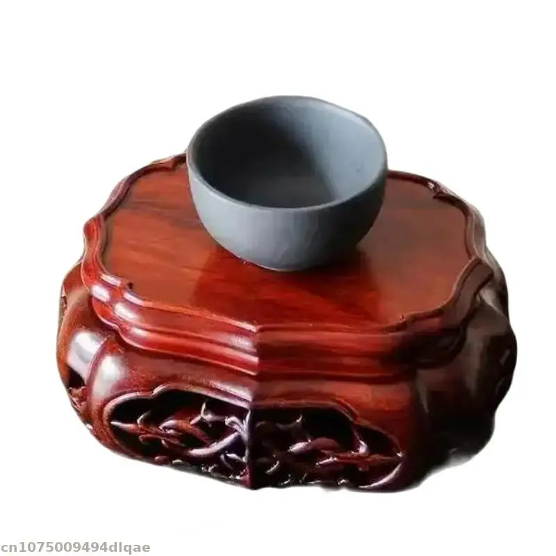 support bois sculpté plateau théière bols bonsai céramique décor asiatique traditionnel stand display