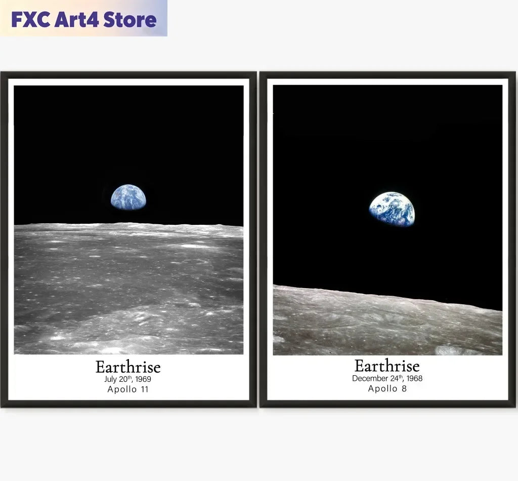 affiche impression Earthrise NASA Apollo 11 toile chambre salon enfant classic documentaire