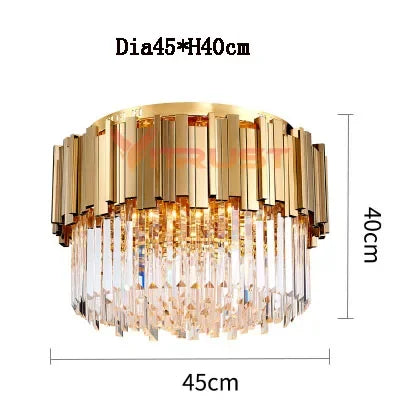 lampe moderne or cristal transparent élégante barres dorées inoxydables salon hall