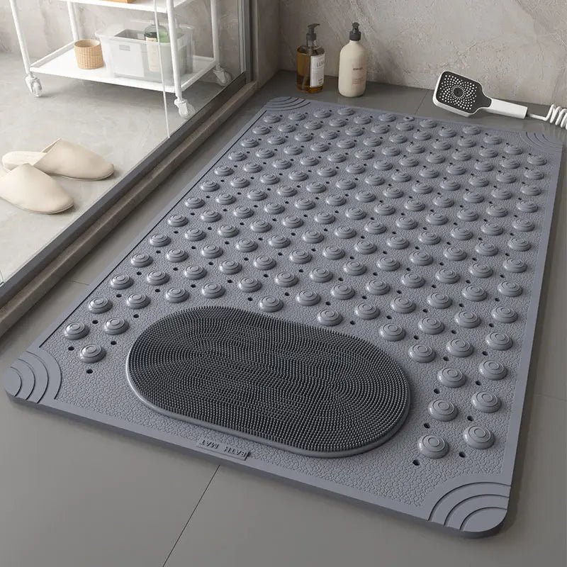 tapis douche antidérapant bosses massage pieds drainage rapide couleur bleu clair moderne