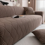 housses canapé jacquard rayées moderne polyestère lavable beige gris vert olive four seasons