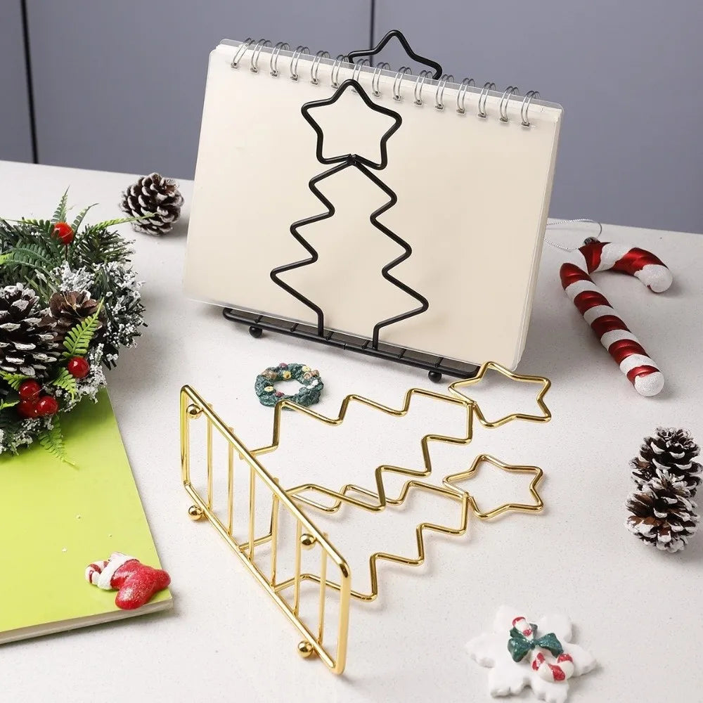 porte documents décoratif sapin noël étoile noir or métallique brillant festif pieds billes calendrier