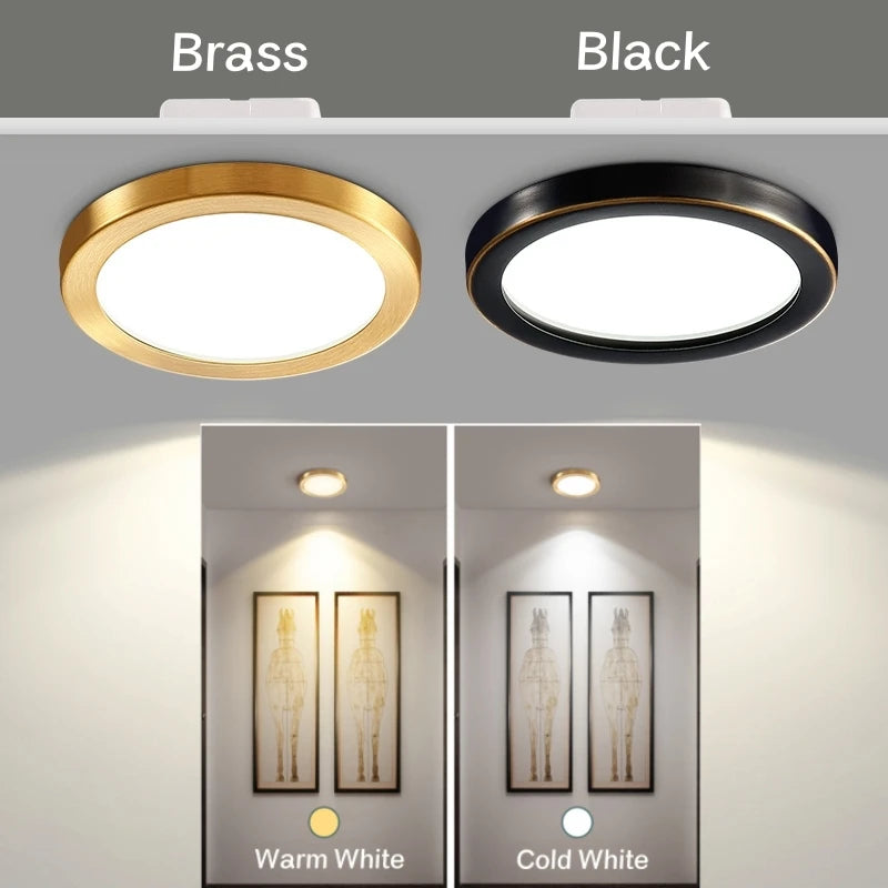Spot LED Or Noir Cuivre Rond Lisse Éclairage Cuisine Moderne Boucle Ajustable Câbles