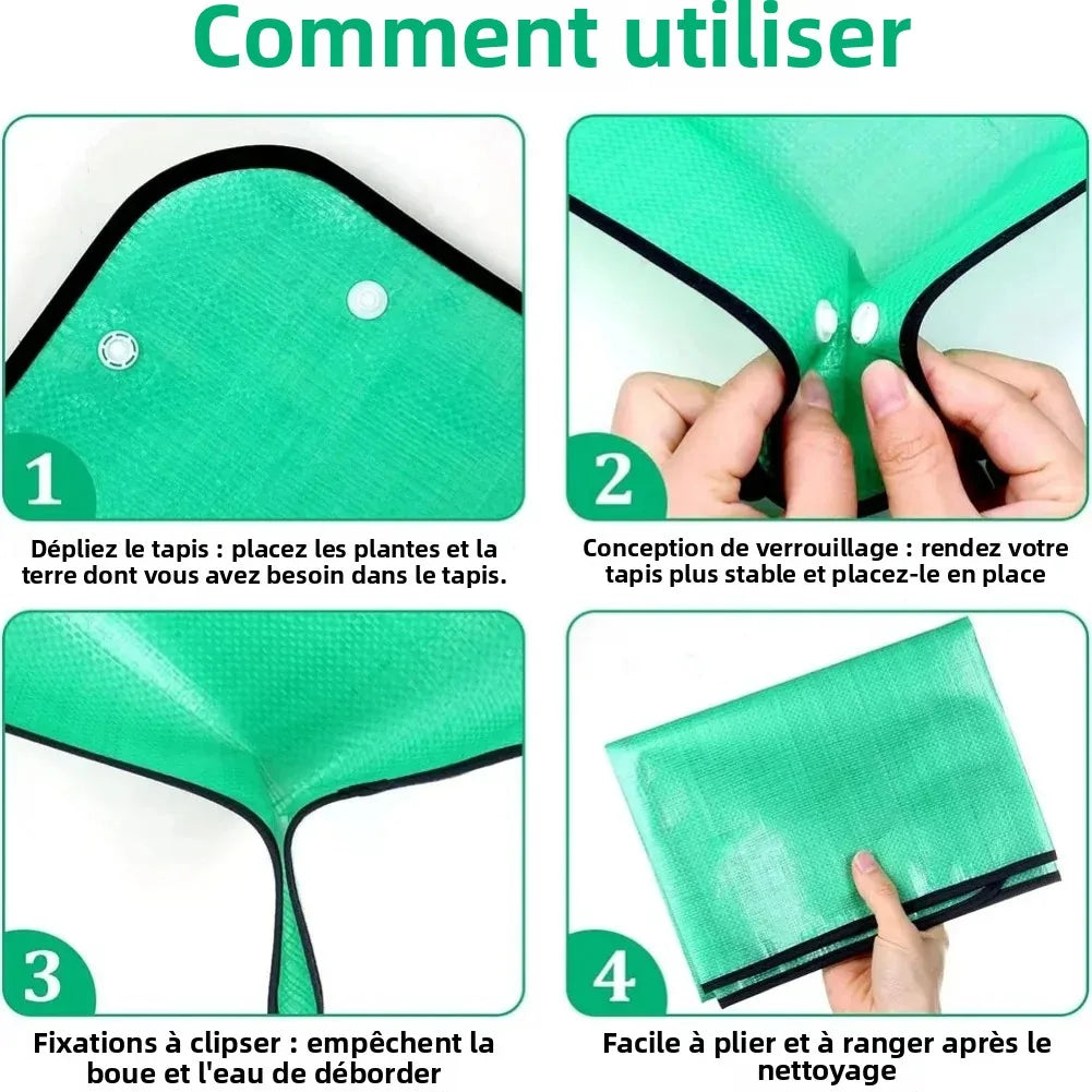 tapis pliable jardinage vert imperméable clips multifonctionnel pinces terre bouteille pulvérisation pot fleurs