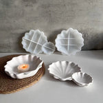 assiettes decoratives coquillage blanc nervures silicone plateaux compartiments bougie naturellements